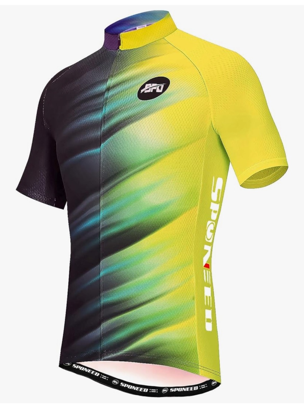 sponeed Men's Cycling Jersey Top, Short Sleeve, Full Zipper with Pockets size L